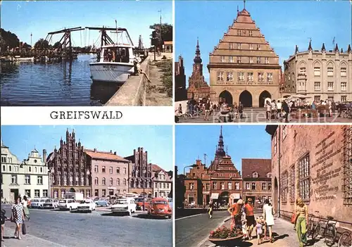 Greifswald Mecklenburg Vorpommern Wiecker Bruecke Rathaus Platz Freundschaft Markt  Kat. Greifswald