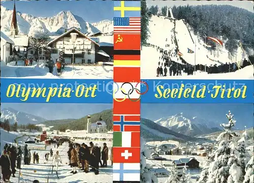 Seefeld Tirol IX. Olympische Winterspiele Innsbrueck Dorfstrasse Skistation Langlaufstadion Hocheder  Kat. Seefeld in Tirol