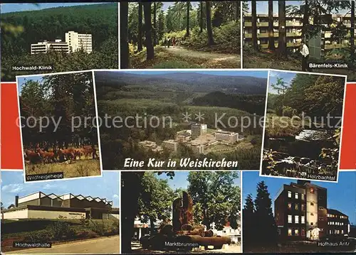 Weiskirchen Saar Hochwaldhalle Wildfreigehege Hofhaus Antz Marktbrunnen Baerenfels Klinik  Kat. Weiskirchen Saar