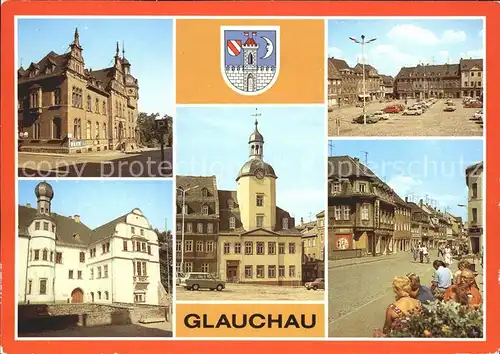 Glauchau Post Schloss Hinterglauchau Rathaus Markt  Kat. Glauchau