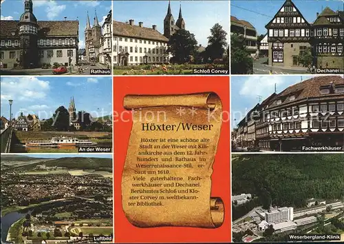 Hoexter Weser Schloss Corvey Rathaus Dechanei Fachwerkhaeuser  Kat. Hoexter