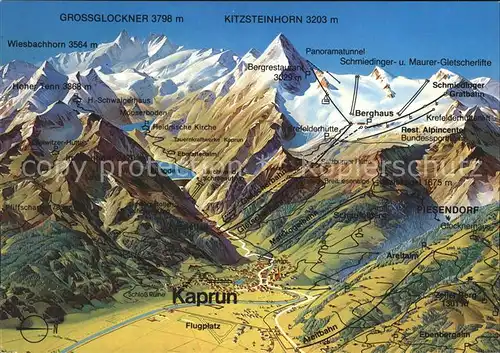 Kaprun Panoramakarte Grossglockner Kitzsteinhorn Piesendorf  Kat. Kaprun