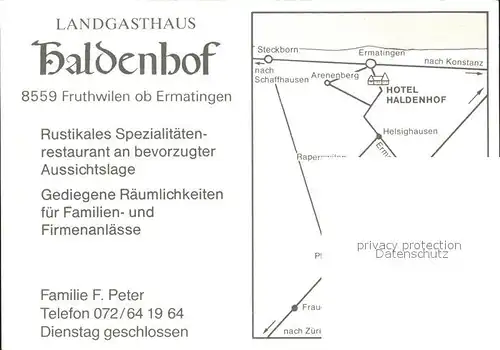 Fruthwilen Landgasthaus Haldenhof  Kat. Fruthwilen