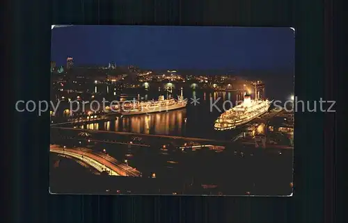 Genova Genua Liguria Hafenansicht Leonardo da Vinci Nacht Kat. Genova