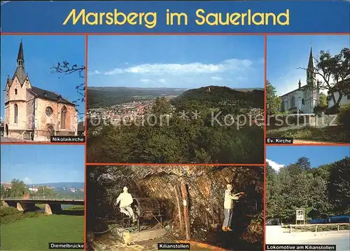 Marsberg Sauerland Evangelische Kirche Lokomotive Kilianstollen Kat. Marsberg