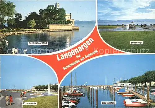 Langenargen Bodensee Seeanlage Schloss Montfort Promenade Bootshafen Kat. Langenargen