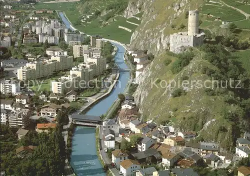 Martigny VS Fliegeraufnahme mit Schloss Kat. Martigny