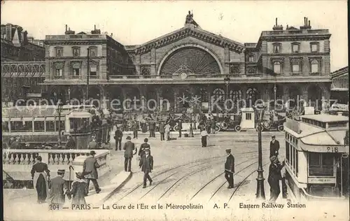 Paris La Gare de l Est et le Metropolitain Kat. Paris