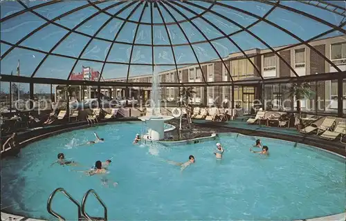 Wakefield Massachusetts Colonial Hilton Inn Round glass pool Kat. Wakefield