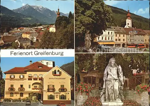 Greifenburg Ortsansicht Kirche Drautalerhof Statue Kat. Greifenburg