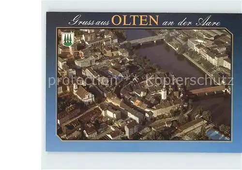 Olten Fliegeraufnahme Altstadt Aare  Kat. Olten