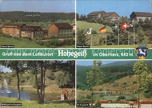 Hohegeiss Harz Haus Berlin Muehlrad Kurpark Kat. Braunlage