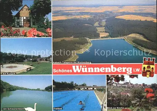 Wuennenberg Bad Altes Fachwerkhaus Kurpark Schwanenteich Kat. Bad Wuennenberg