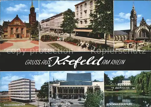 Krefeld Hauptbahnhof Ostwall Polizeidirektion Stadttheater Kat. Krefeld