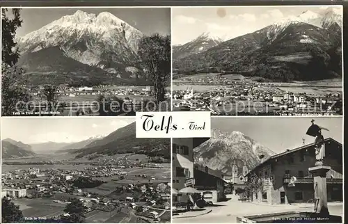 Telfs Tirol mit Hohe Munde und Hocheder Totalansichten Dorfpartie Brunnen / Innsbruck /Innsbruck Land 