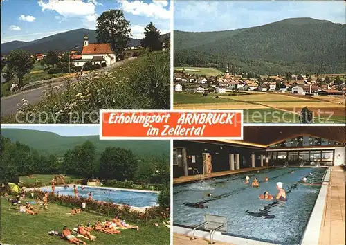 Arnbruck Kirche Ortsansicht Frei und Hallenbad Kat. Arnbruck