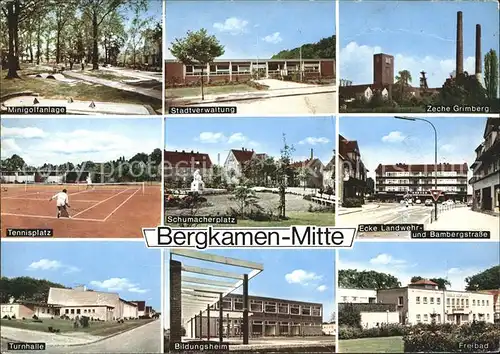 Bergkamen Minigolf Stadtverwaltung Zeche Grimberg Tennisplatz Schumacherplatz Turnhalle Bildungsheim Freibad Kat. Bergkamen