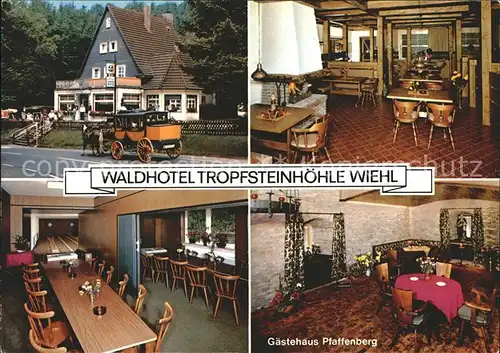 Wiehl Gummersbach Waldhotel Tropfsteinhoehle Pferdekutsche Gastraeume Kegelbahn Gaestehaus Pfaffenberg Kat. Wiehl