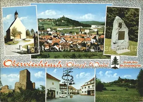 Oberviechtach Kirche Totalansicht Gedenkstein Burg Maibaum Kat. Oberviechtach