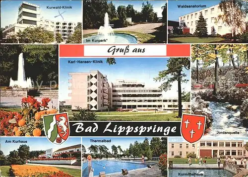 Bad Lippspringe Kurwaldklinik Kurpark Waldsanatorium Leuchtfontaene Karl Hansen Klinik Jordanquelle Thermalbad Kurmittelhaus Kat. Bad Lippspringe