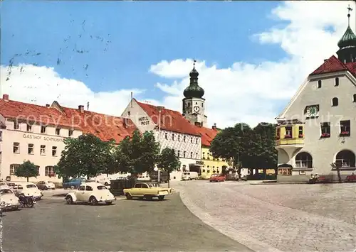 Waldmuenchen Hotel Post Kirchturm Marktplatz Kat. Waldmuenchen