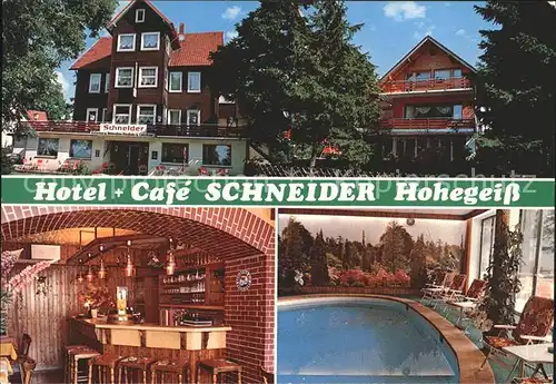 Hohegeiss Harz Hotel Cafe Schneider Bar Swimmingpool Kat. Braunlage