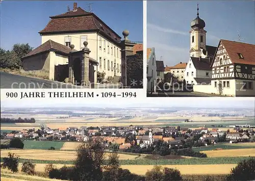 Theilheim Schloss Zehntplatz mit Kath Kirche Blick von der Luisenhoehe Kat. Theilheim