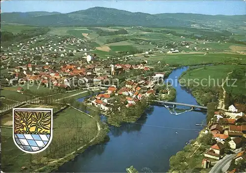 Nittenau Erholungsort am Regen Naturpark Bayerischer Wald Wappen Fliegeraufnahme Kat. Nittenau