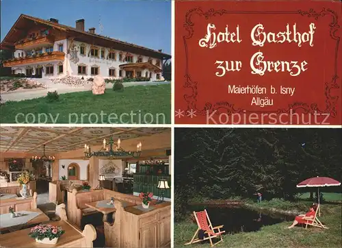Maierhoefen Allgaeu Hotel Gasthof Zur Grenze Garten Teich Kat. Maierhoefen