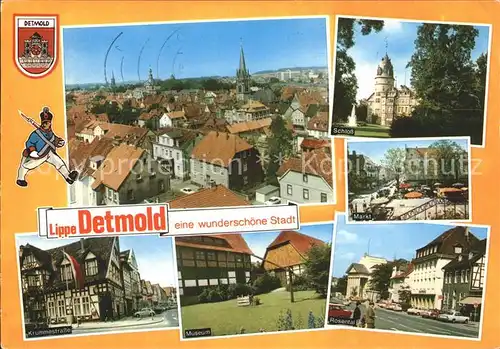 Detmold Innenstadt mit Kirche Schloss Markt Rosental Museum Krummestrasse Kat. Detmold