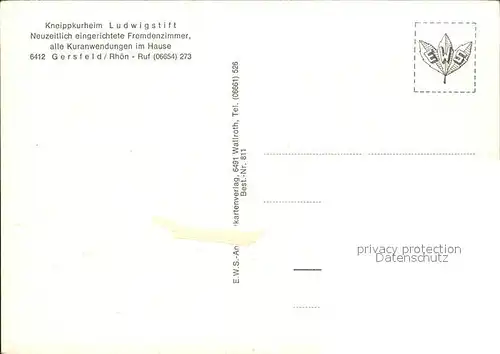 Gersfeld Rhoen Kneippkurheim Ludwigstift Kat. Gersfeld (Rhoen)