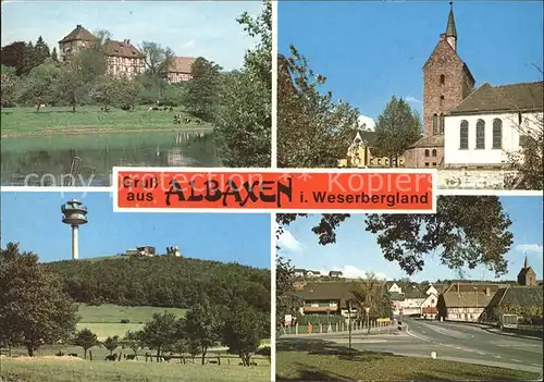 Albaxen Weserpartie Kirche Hauptstrasse Turm Kat. Hoexter