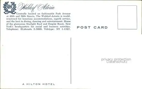 New York City Hotel Waldorf Astoria / New York /