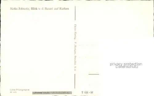 Rathen Saechsische Schweiz Blick von der Bastei auf Elbtal Kat. Rathen Sachsen