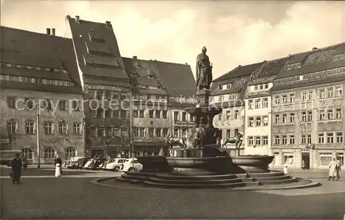 Freiberg Sachsen Obermarkt und Brunnendenkmal Kat. Freiberg