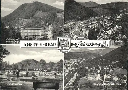 Bad Lauterberg St. Bennostift mit Hausberg Kurklinik Minigolf Kat. Bad Lauterberg im Harz