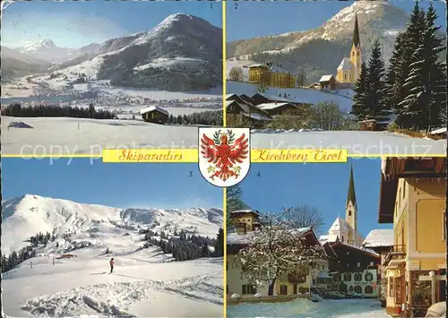 Kirchberg Tirol Skiparadies gegen Rettenstein und Gaisberg Hahnenkamm Kirche Kat. Kirchberg in Tirol