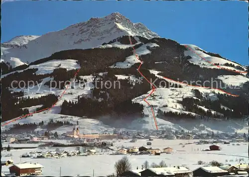 St Johann Tirol Wintersportzentrum gegen Kitzbueheler Horn Skipiste Kat. St. Johann in Tirol