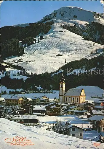 Soell am Wilden Kaiser Ortsansicht mit Kirche Wintersportplatz Hohe Salve Kat. Soell