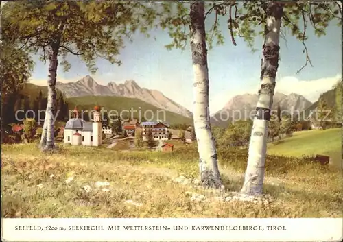 Seefeld Tirol Seekirchl mit Wetterstein und Karwendelgebirge Kat. Seefeld in Tirol