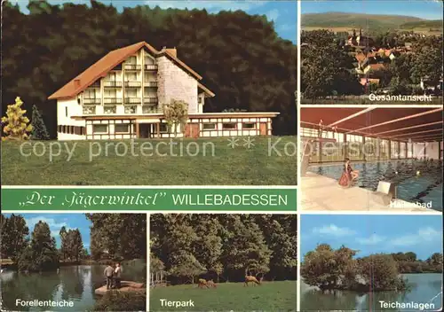 Willebadessen Hotel Restaurant Der Jaegerwinkel Hallenbad Teichanlagen Tierpark Forellenteiche Kat. Willebadessen