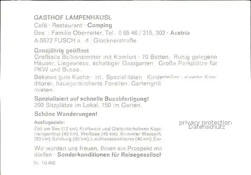 Fusch Grossglocknerstrasse Gasthof Lampenhaeusl Alpenblick Schwimmbad Kat. Fusch an der Grossglocknerstrasse