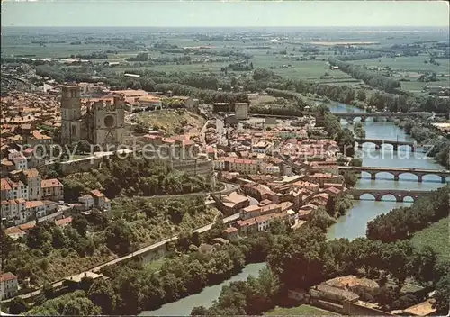 Beziers Vue panoramique aerienne sur la ville Cathedrale St Nazaire Orb Ponts Kat. Beziers