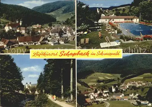 Schapbach Panorama Luftkurort im Schwarzwald Freibad Kat. Bad Rippoldsau Schapbach