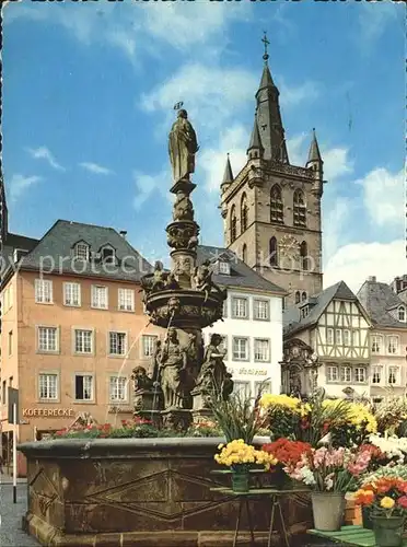 Trier Marktbrunnen und St Gangolph Kirche Kat. Trier