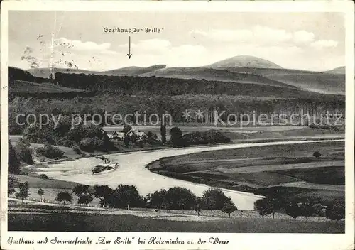 Holzminden Weser Panorama Weserbergland Dampfer Gasthaus Sommerfrische Zur Brille Kat. Holzminden