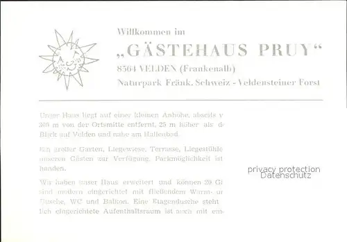 Velden Mittelfranken Gaestehaus Pruy Kat. Velden Pegnitz