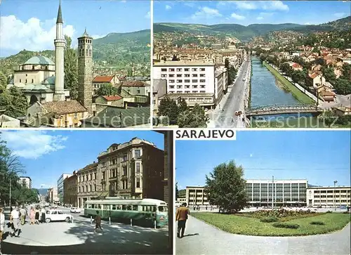 Sarajevo Minarett Ortsansichten Stadthalle Kat. Sarajevo