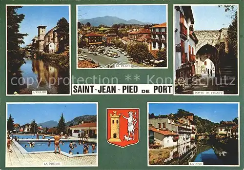 Saint Jean Pied de Port Eglise La Place Porte de France La Piscine La Nive Kat. Saint Jean Pied de Port