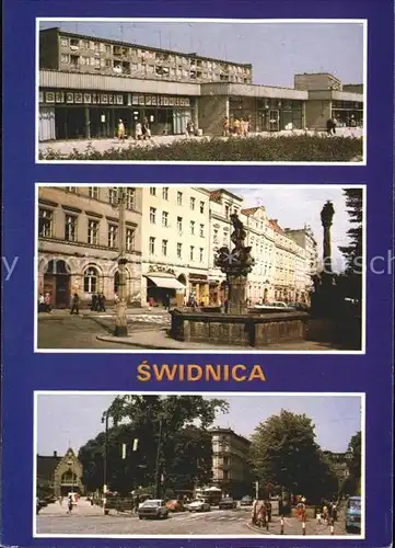 Swidnica Fragment Osiedla Mlodych Rynek studnia z Neptunem Plac Grundwaldzki Kat. Schweidnitz Niederschlesien